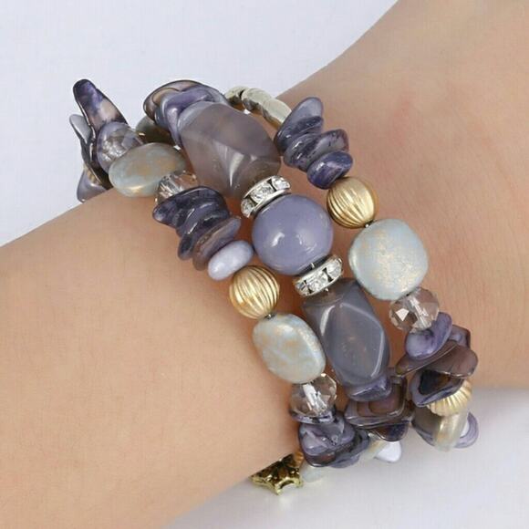Wrap Bracelet Gray Gold Silver One Size Fits All - Picture 1 of 1